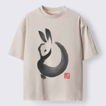 Tokyo-Tiger Ink Rabbit Washed T-Shirt