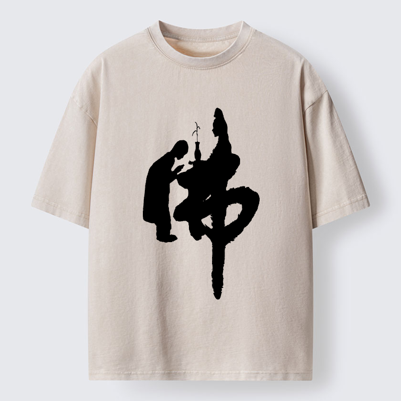 Tokyo-Tiger Buddha Kanji Washed T-Shirt