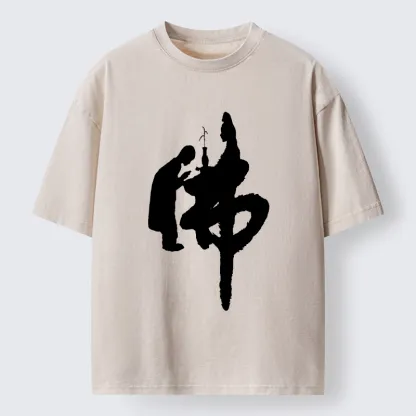 Tokyo-Tiger Buddha Kanji Washed T-Shirt