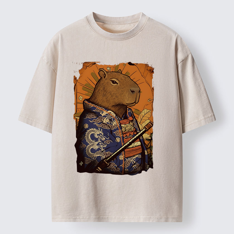 Tokyo-Tiger Elegant Capybara Washed T-Shirt
