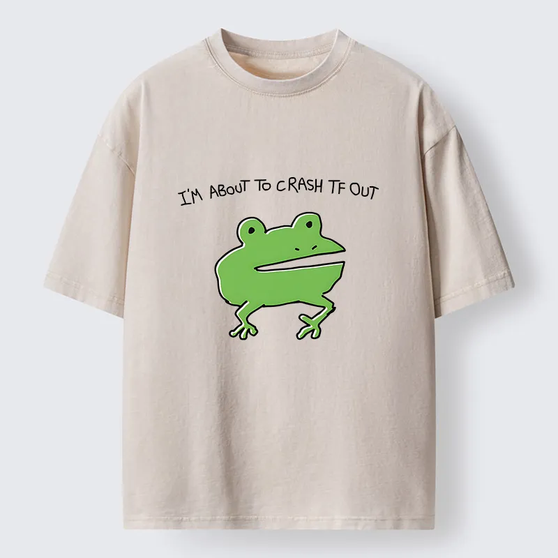 Tokyo-Tiger Very Sleepy Frog Funny Washed T-Shirt