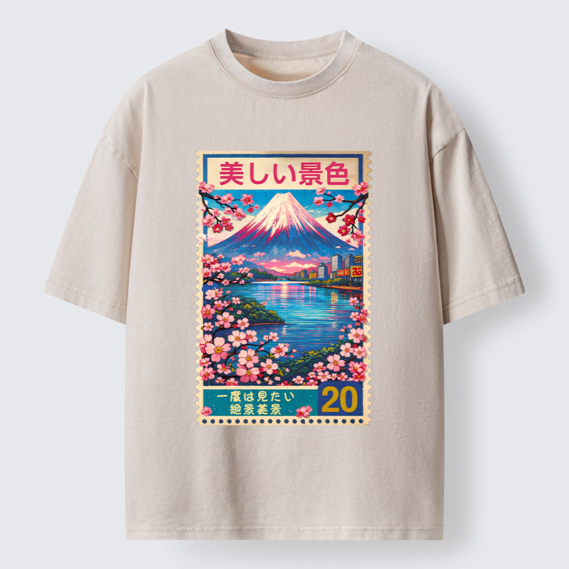 Tokyo-Tiger Springtime Scenery Washed T-Shirt