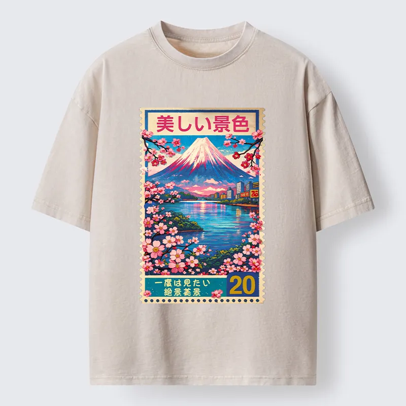 Tokyo-Tiger Springtime Scenery Washed T-Shirt