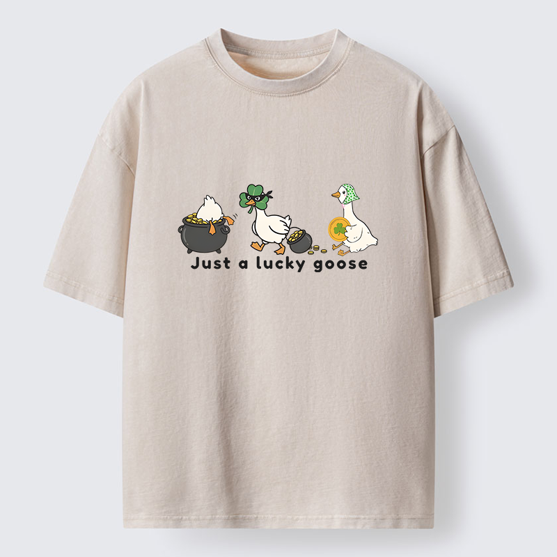 Tokyo-Tiger Just A Lucky Goose Meme Washed T-Shirt