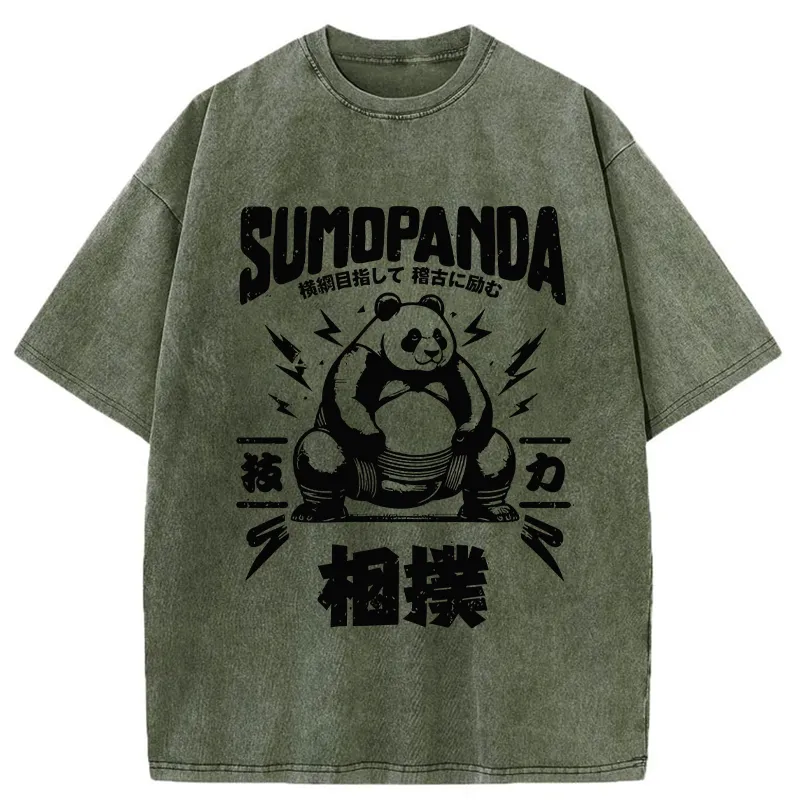 Tokyo-Tiger Japanese Sumo Panda Washed T-Shirt