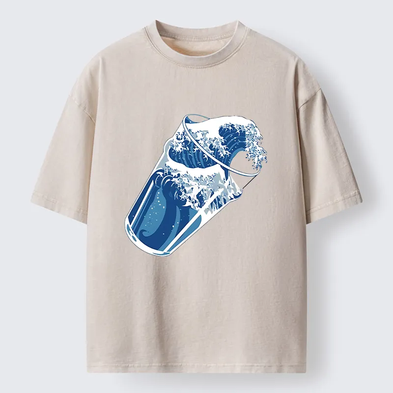 Tokyo-Tiger Waves In The Cup Washed T-Shirt