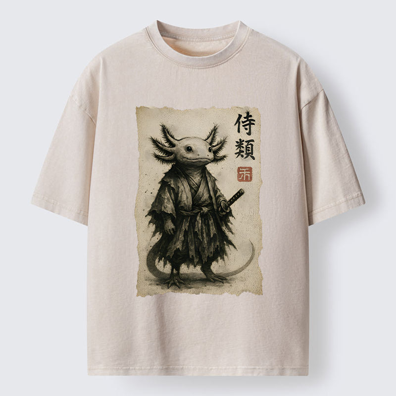 Tokyo-Tiger Salamander Japanese Samurai Washed T-Shirt