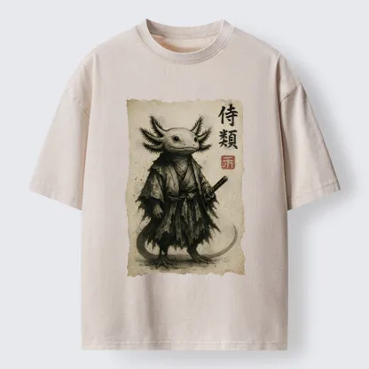 Tokyo-Tiger Salamander Japanese Samurai Washed T-Shirt