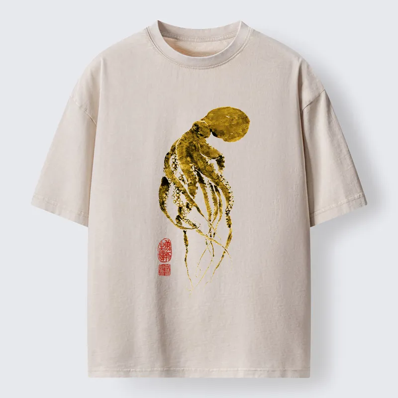 Tokyo-Tiger Golden Octopus Washed T-Shirt