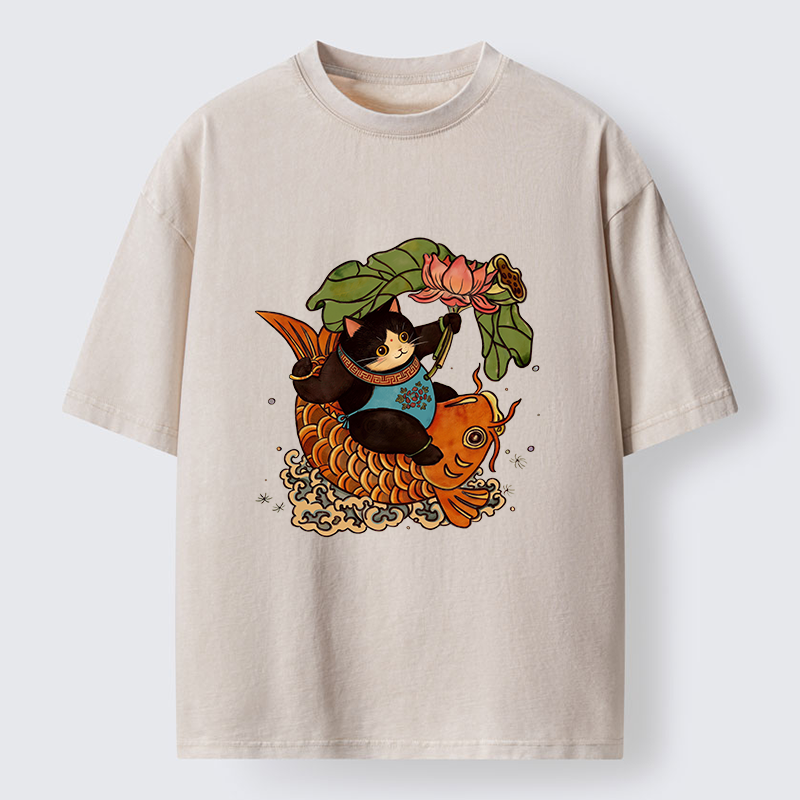 Tokyo-Tiger Chinese New Year Cat Washed T-Shirt