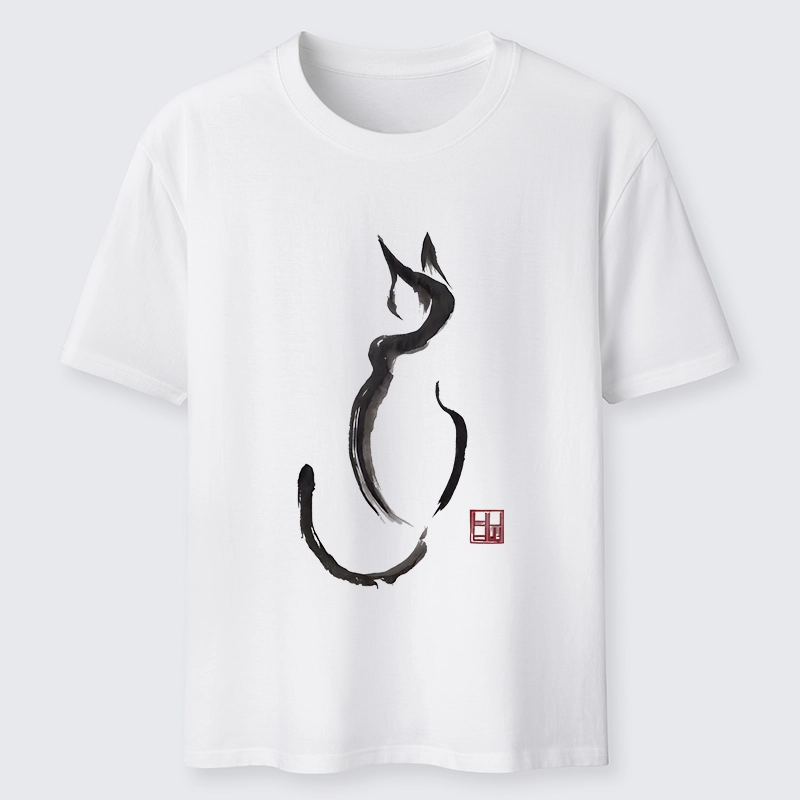 Tokyo-Tiger Minimalist Cat Ink Classic T-Shirt