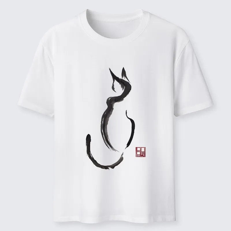 Tokyo-Tiger Minimalist Cat Ink Classic T-Shirt
