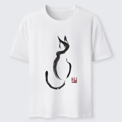 Tokyo-Tiger Minimalist Cat Ink Classic T-Shirt