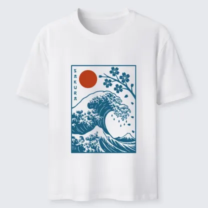 Tokyo-Tiger Japanese The Great Wave And Sakura Classic T-Shirt
