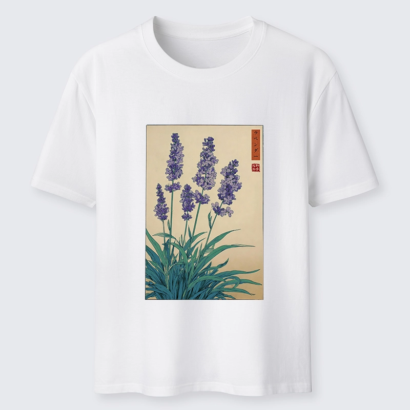 Tokyo-Tiger Japanese Art Lavender Flower Classic T-Shirt