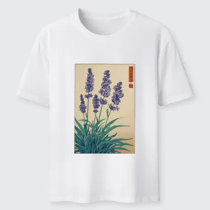 Tokyo-Tiger Japanese Art Lavender Flower Classic T-Shirt