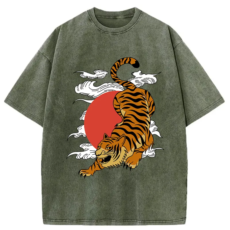 Tokyo-Tiger Japanese Fierce Tiger Washed T-Shirt Sale
