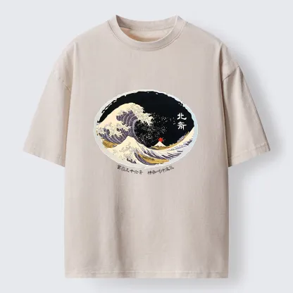 Tokyo-Tiger Katsushika Hokusai Waves Washed T-Shirt