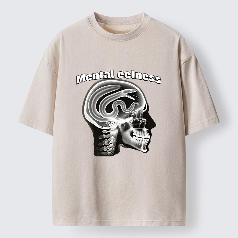 Tokyo-Tiger Mental Eelness Funny Washed T-Shirt