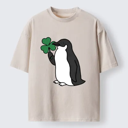 Tokyo-Tiger Penguins And Clover Washed T-Shirt