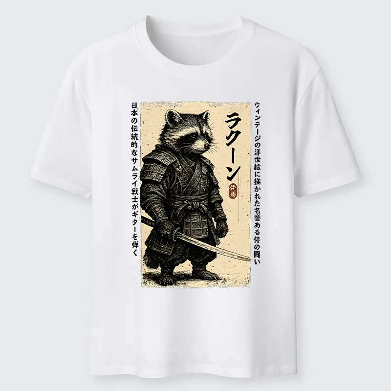 Tokyo-Tiger Raccoon Japanese Samurai Classic T-Shirt