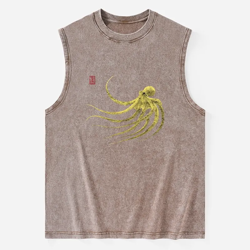 Tokyo-Tiger Retro Octopus Japanese Washed Tank