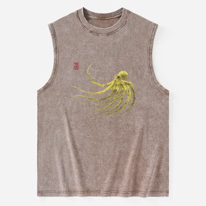 Tokyo-Tiger Retro Octopus Japanese Washed Tank