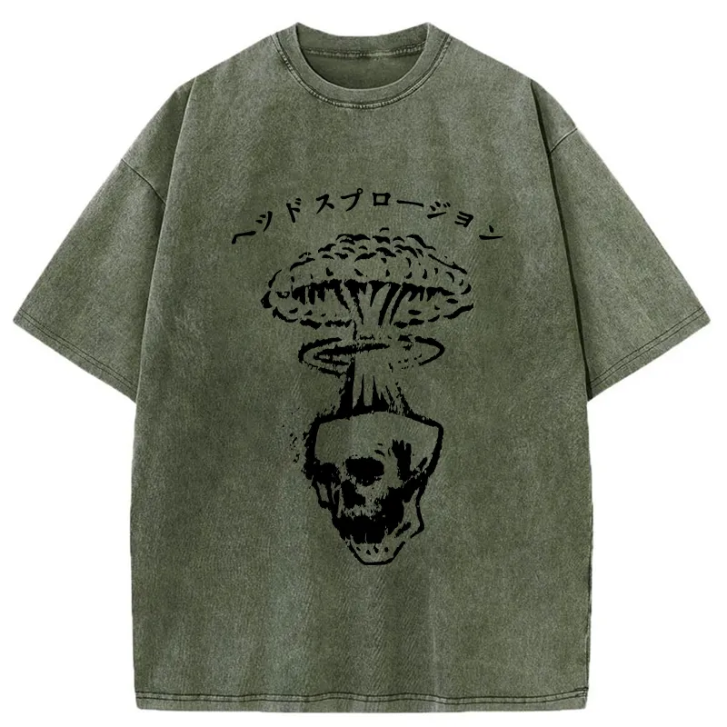 Tokyo-Tiger Head Explosion Washed T-Shirt