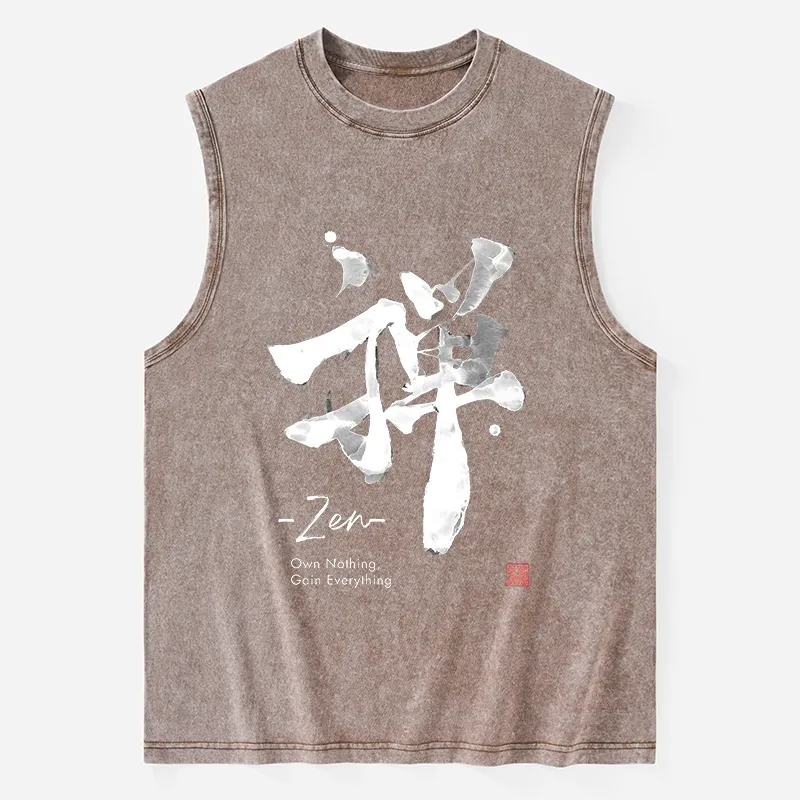 Tokyo-Tiger Zen Texts Washed Tank