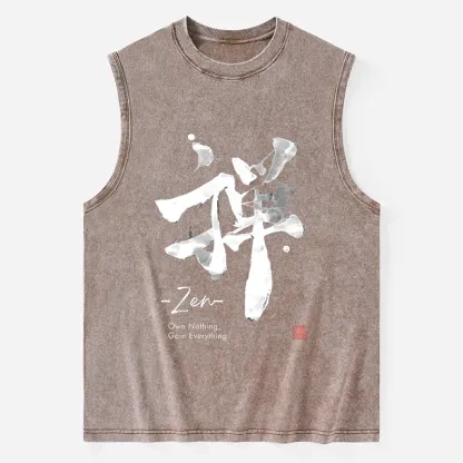 Tokyo-Tiger Zen Texts Washed Tank