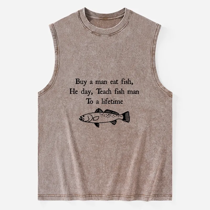 Tokyo-Tiger Man Eat Fish Meme Washed Tank