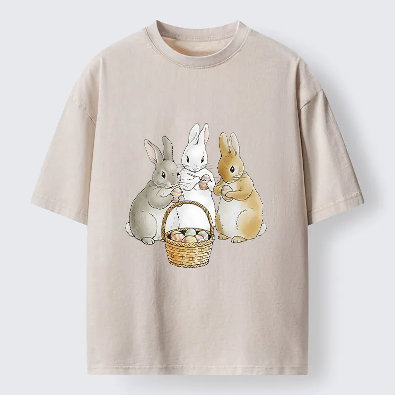 Tokyo-Tiger Rabbit Decorating Eggs Washed T-Shirt