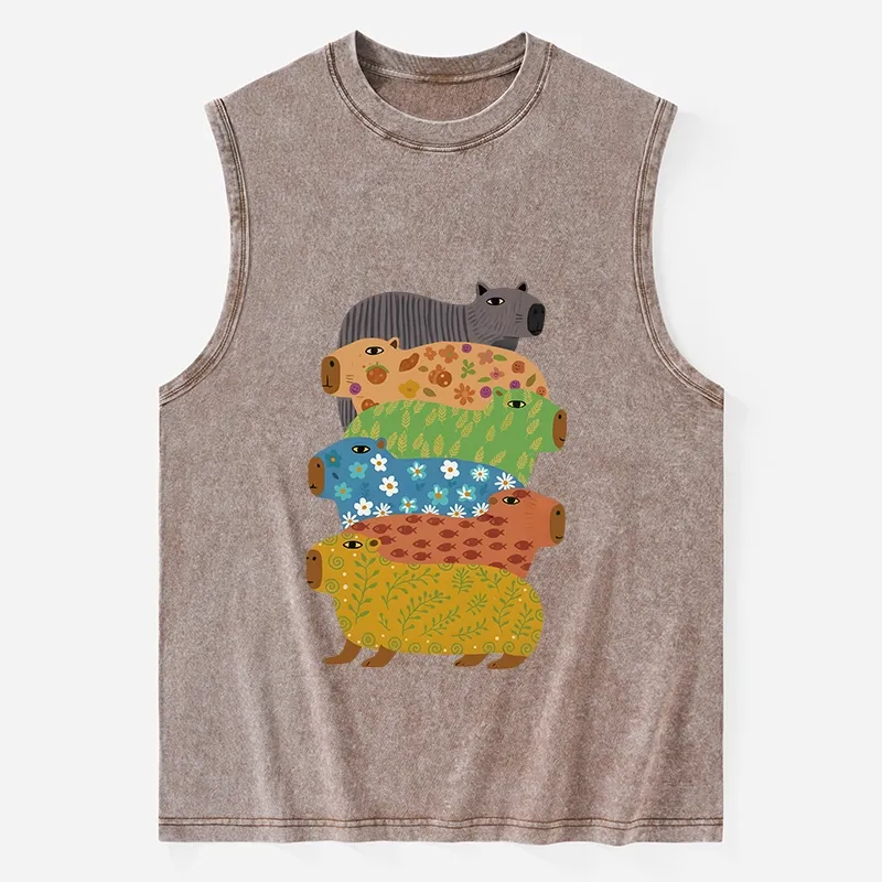 Tokyo-Tiger Colorful Capybaras Washed Tank Sale