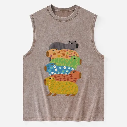 Tokyo-Tiger Colorful Capybaras Washed Tank