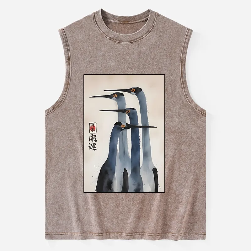 Tokyo-Tiger Retro Sandhill Crane Washed Tank