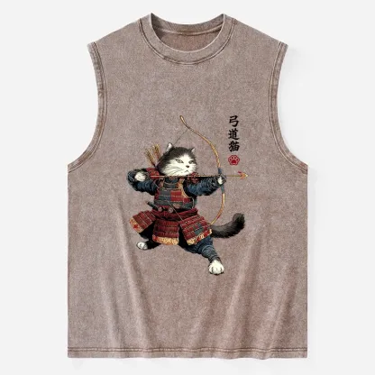 Tokyo-Tiger Kyudo Samurai Cat Washed Tank