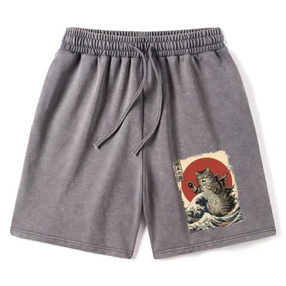 Tokyo-Tiger Catzilla Is Causing Destruction Washed Shorts