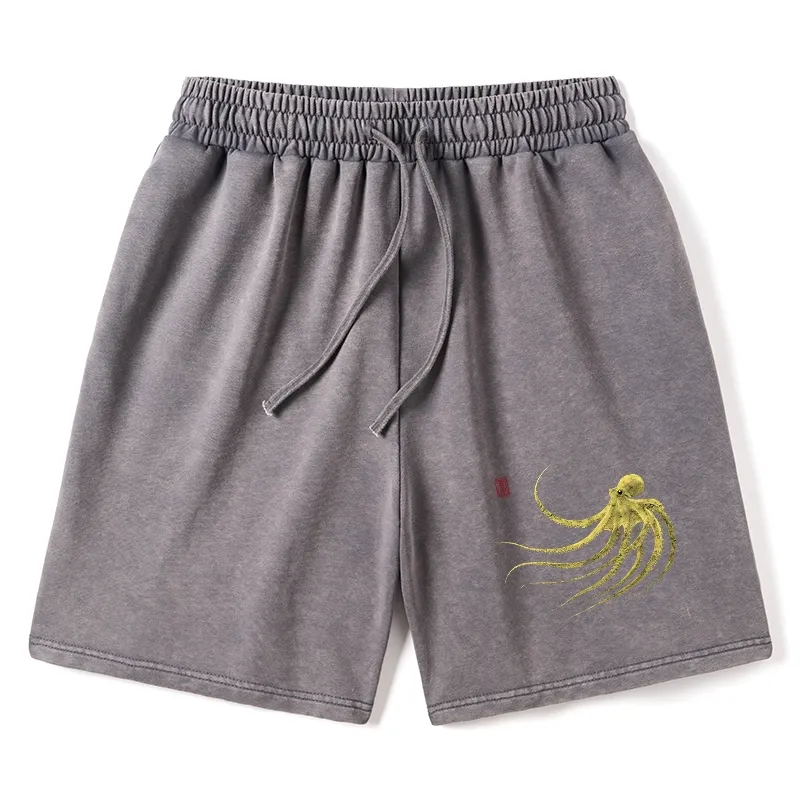 Tokyo-Tiger Retro Octopus Japanese Washed Shorts