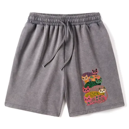 Tokyo-Tiger Colorful Cats Washed Shorts
