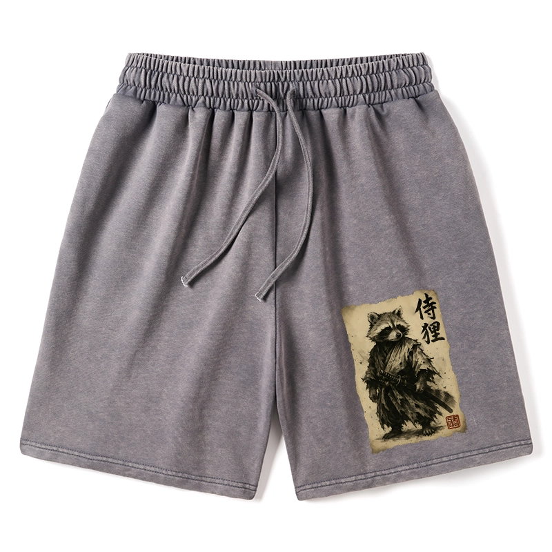 Tokyo-Tiger Retro Raccoon Samurai Washed Shorts