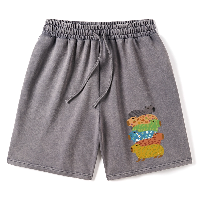 Tokyo-Tiger Colorful Capybaras Washed Shorts