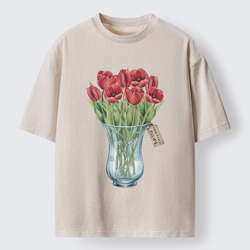 Tokyo-Tiger A Bunch Of Tulips Washed T-Shirt
