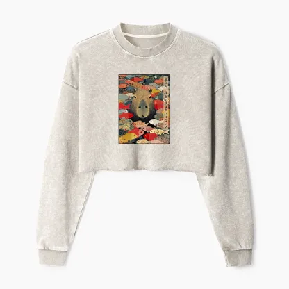 Tokyo-Tiger Am I Too Lovable? Washed Crop Sweatshirt