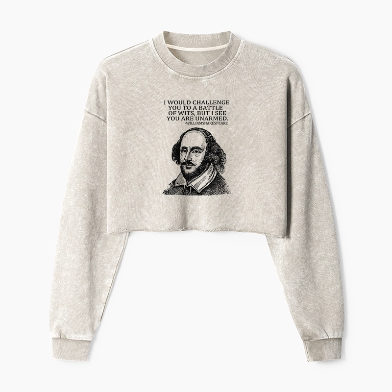 Tokyo-Tiger Your Intelligence Is Inferior To Mine Washed Crop Sweatshirt