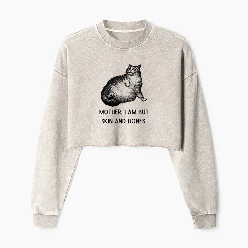 Tokyo-Tiger Skin & Bones Cat Washed Crop Sweatshirt