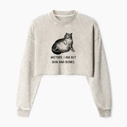 Tokyo-Tiger Skin & Bones Cat Washed Crop Sweatshirt