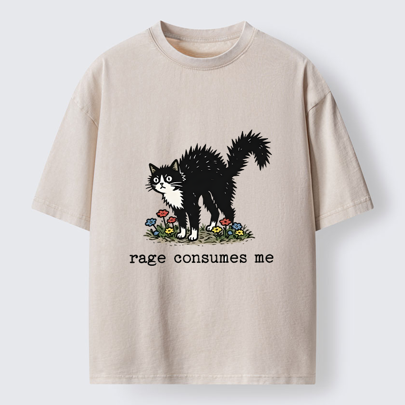 Tokyo-Tiger Angry Tuxedo Cat Washed T-Shirt