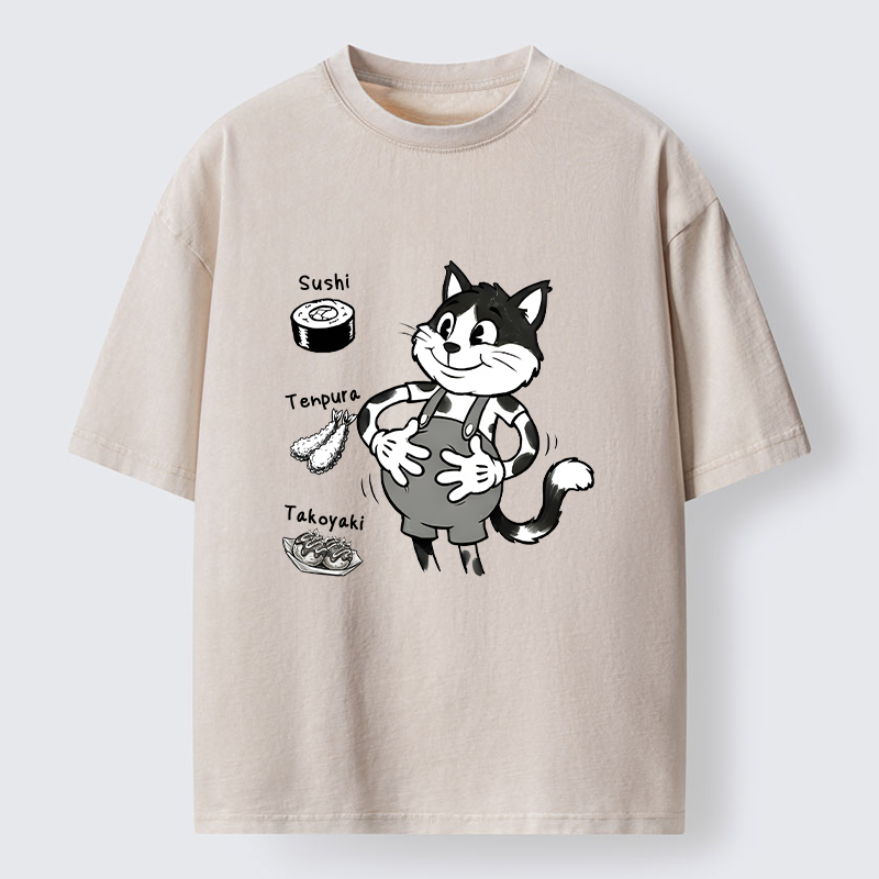 Tokyo-Tiger Cute Cat That's Full Washed T-Shirt