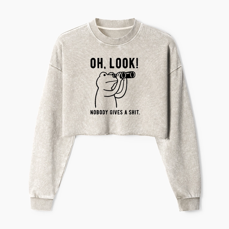 Tokyo-Tiger Frog of Indifference Washed Crop Sweatshirt