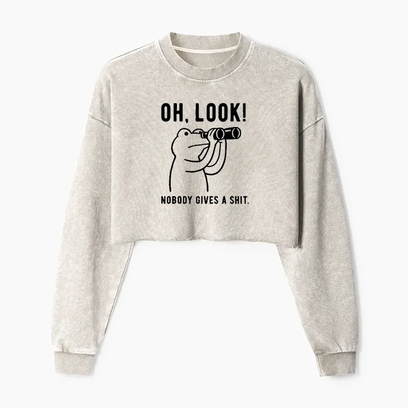 Tokyo-Tiger Frog of Indifference Washed Crop Sweatshirt
